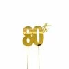 Party Animal Direct 80TH GOLD CAKE TOPPER 80th Birthday
