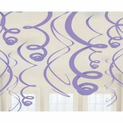 Party Animal Direct PURPLE SWIRL DECORATIONS (PACK OF 12)