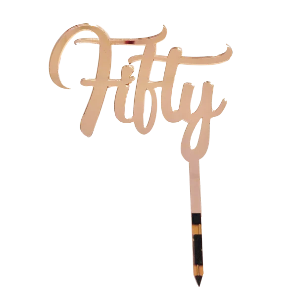 Party Animal Direct 50th Birthday FIFTY ROSE GOLD ACRYLIC TOPPER 3 Party Animal Direct 50th Birthday FIFTY ROSE GOLD ACRYLIC TOPPER