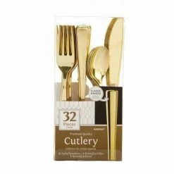 Party Animal Direct Eco Range Premium 32 Piece Gold Cutlery Set