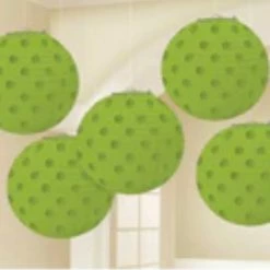 Party Animal Direct MINI PAPER PAPER LANTERNS 5PK - GREEN