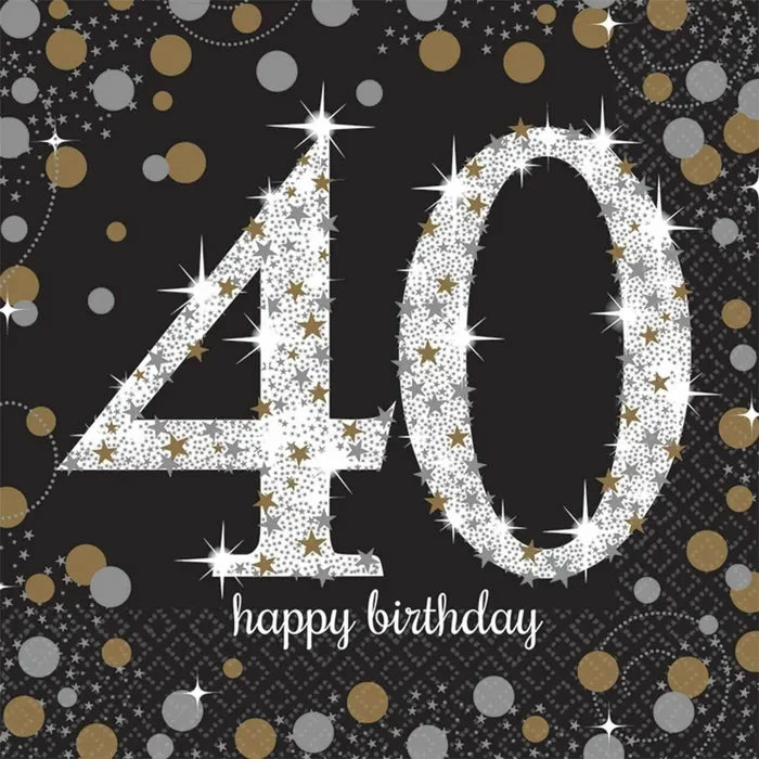 Party Animal Direct SPARKLING CELEBRATION 40TH BIRTHDAY LARGE NAPKINS / SERVIETTES (PACK OF 16) 3 Party Animal Direct SPARKLING CELEBRATION 40TH BIRTHDAY LARGE NAPKINS / SERVIETTES (PACK OF 16)