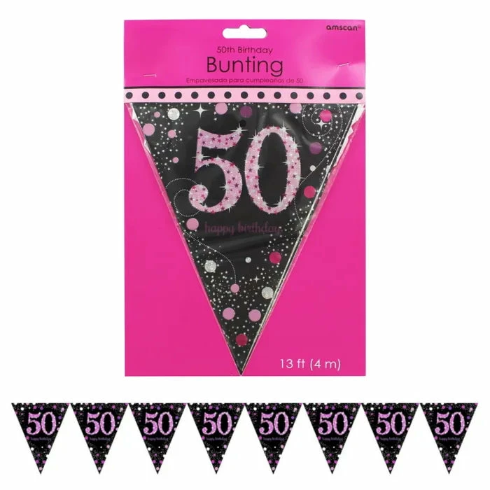 Party Animal Direct PINK CELEBRATION 50TH BIRTHDAY FLAG BANNER 3 Party Animal Direct PINK CELEBRATION 50TH BIRTHDAY FLAG BANNER