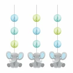 Party Animal Direct Baby Shower Enchanting Elephant Boy Hanging Honeycomb & Cutouts Decorations 3 Pack