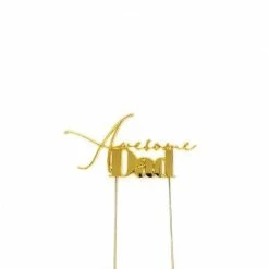 Party Animal Direct AWESOME DAD GOLD METAL TOPPER Cake Toppers