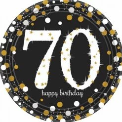 Party Animal Direct SPARKLING CELEBRATION 70TH BIRTHDAY LARGE PAPER PLATES (PACK OF 8)