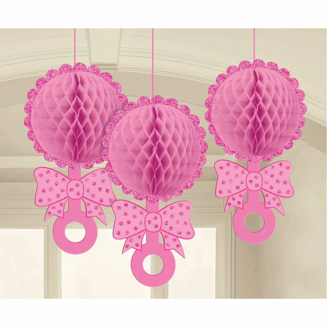 Party Animal Direct Baby Shower Honeycomb Rattles Pink 3 Party Animal Direct Baby Shower Honeycomb Rattles Pink