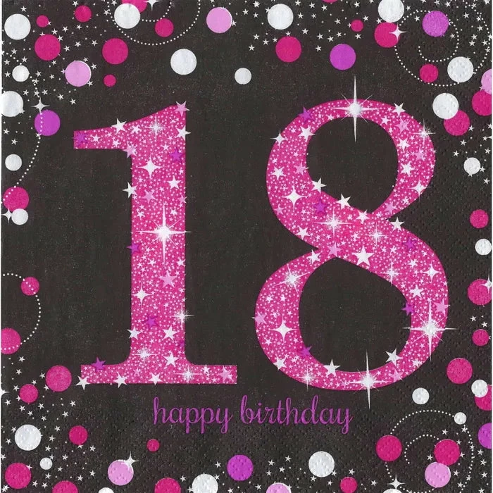 Party Animal Direct PINK CELEBRATION 18TH BIRTHDAY LARGE NAPKINS / SERVIETTES (PACK OF 16) 3 Party Animal Direct PINK CELEBRATION 18TH BIRTHDAY LARGE NAPKINS / SERVIETTES (PACK OF 16)