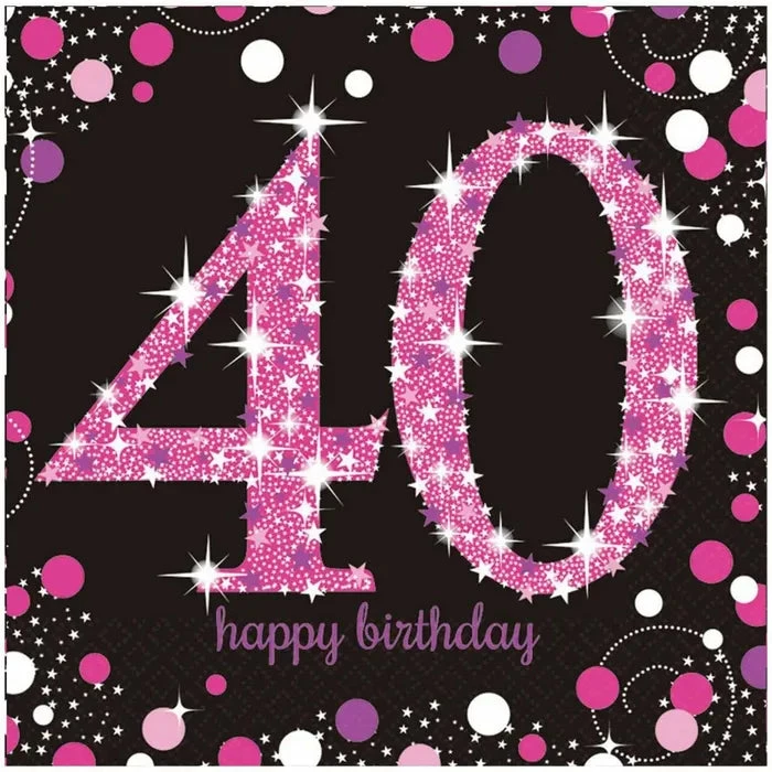 Party Animal Direct PINK CELEBRATION 40TH BIRTHDAY LARGE NAPKINS / SERVIETTES (PACK OF 16) 3 Party Animal Direct PINK CELEBRATION 40TH BIRTHDAY LARGE NAPKINS / SERVIETTES (PACK OF 16)