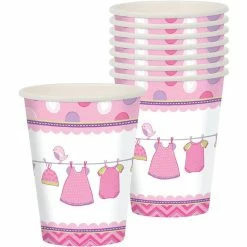 Party Animal Direct Baby Shower SHOWER WITH LOVE GIRL PAPER CUPS (PACK OF 8)