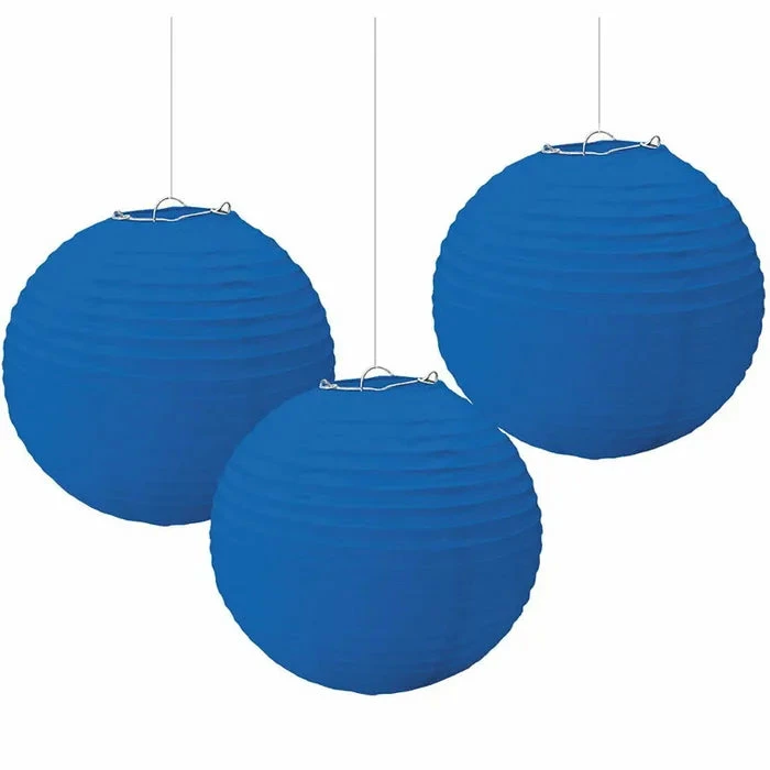 Party Animal Direct PAPER LANTERNS ROYAL BLUE (PACK OF 3) 3 Party Animal Direct PAPER LANTERNS ROYAL BLUE (PACK OF 3)