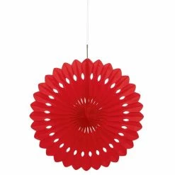 Party Animal Direct RED DECORATIVE TISSUE FAN 40CM