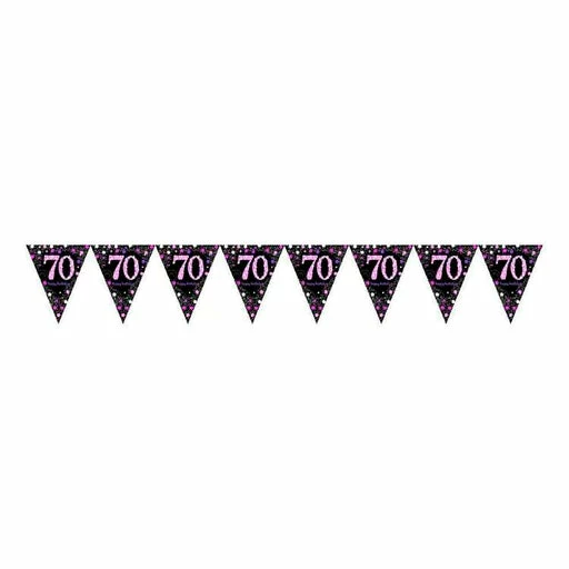 Party Animal Direct PINK SPARKLING CELEBRATION 70TH BIRTHDAY FLAG BANNER 3 Party Animal Direct PINK SPARKLING CELEBRATION 70TH BIRTHDAY FLAG BANNER