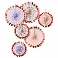 Party Animal Direct ROSE GOLD FOILED FAN DECORATIONS Baby Shower