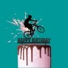 Party Animal Direct BIKE HAPPY BIRTHDAY BLACK ACRYLIC CAKE TOPPER