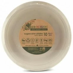 Alpen Eco Range Sugarcane Lunch Plates 180mm Natural P10
