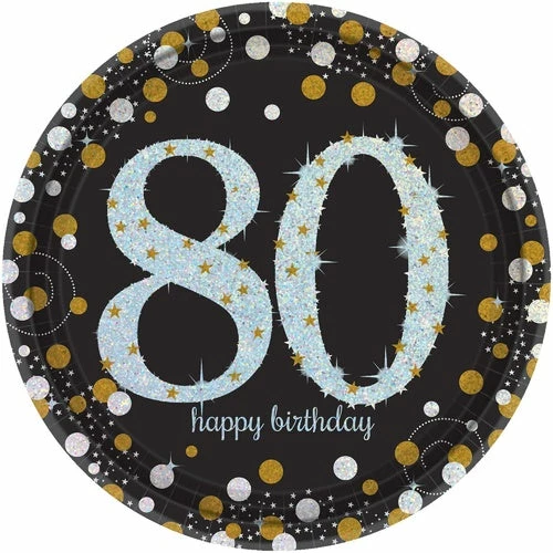 Party Animal Direct 80th Birthday Sparkling Celebration 80th Dinner Plates 3 Party Animal Direct 80th Birthday Sparkling Celebration 80th Dinner Plates