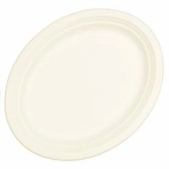 Alpen Sugarcane Oval Plates 325x260mm White 10 Pack Eco Range