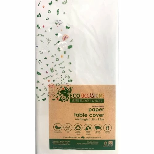 Alpen Tablecover PAPER Rectangle 250x125cm WHITE Eco Range 3 Alpen Tablecover PAPER Rectangle 250x125cm WHITE Eco Range